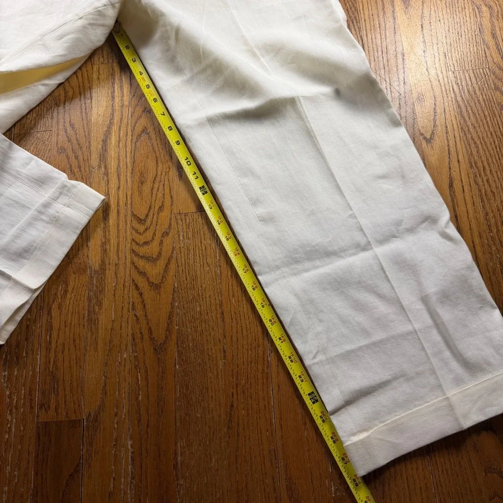 Brooks Brothers 1818 Madison Men 44R Linen Pants Cream Cuffed Dress Pants Beach